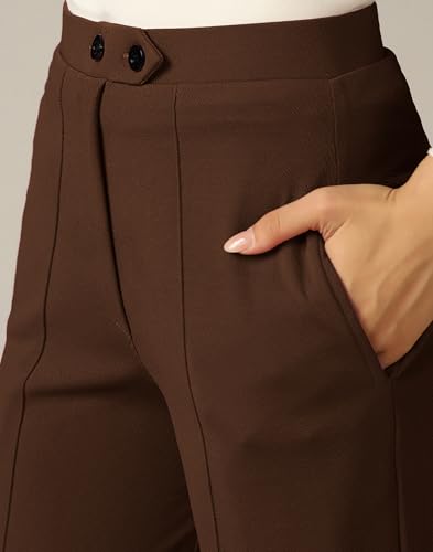 Image of SIRIL Women's Polyester Solid Regular Fit Trouser Pant for Office, College & Events Formal Casual Daily Use