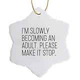 3dRose Im Slowly Becoming an Adult Please Make It Stop 3 inch Snowflake Porcelain Ornament