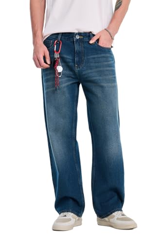 Image of SNITCH Men Jeans Casual Wear | Straight Fit Full Length Button & Zip Closure | 100% Cotton Denim Fabric Durable & Breathable for Streetwear & Daily Outings