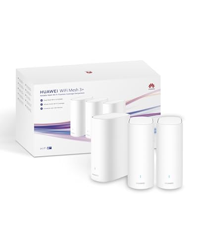 HUAWEI WiFi Mesh 3+ Router, Dual-Band Wi-Fi 6 AX3000, WLAN-Abdeckung im ganzen Haus, über 250 Geräteverbindungen, Wanddurchdringung, Keine DSL-Funktion, 30 Monate Garantie, Weiß, 3er-Pack