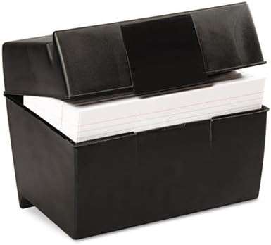 Plastic Index Card File, Holds 500 5 x 8 Cards, 8.63 x 6.38 x 6, Black