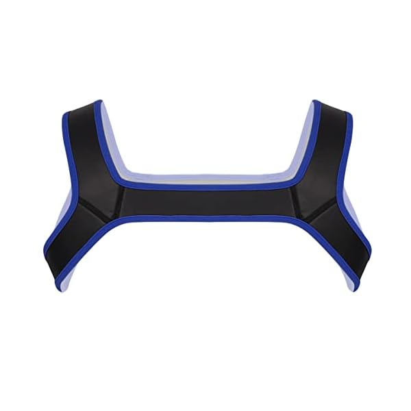 TiaoBug Herren Wetlook Unterwäsche Männer Brust Harness Neoprene Harness Lack Leder Weste Ringer Shirt mit Streifen sexy… – Bild 6