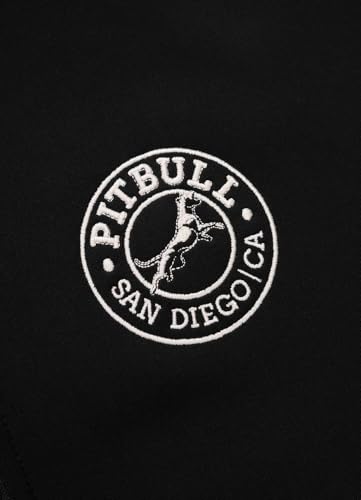 Pitbull Męska bluza z zamkiem błyskawicznym i nadrukiem na tylnej stronie, męska bluza ze stójką, Oldschool SAN Diego CA, bluza z zamkiem błyskawicznym, kurtka oldschool, kurtka z dzianiny, czarny, S