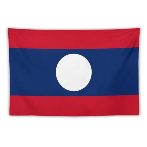 Tapisserie drapeau du Laos pour habiller un grand mur blanc de dortoir