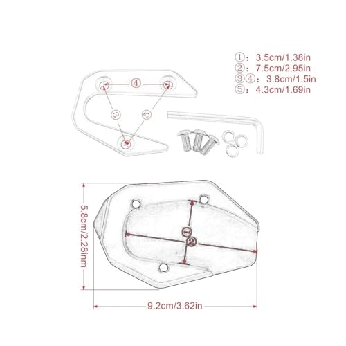 Extension de béquille MT-03 Yamaha 2017-2021 plaque support stable - 5