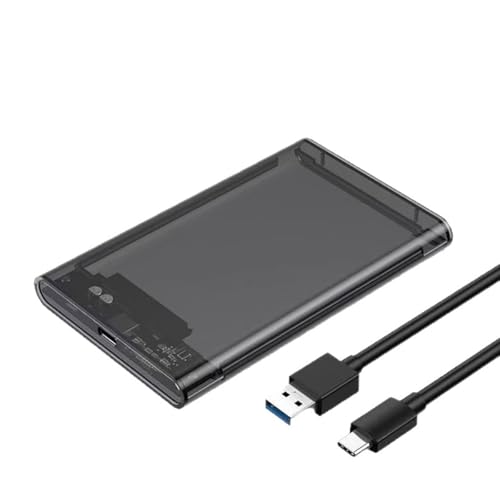 WEETOTUNG USB-C HDD Hard Drive Enclosure transparent Type C to sata adapter Compatible for 9.5mm 7mm 2.5 Inch for sata I II III, PS4, HDD, SSD, Fast Speed UASP (Transparent Black)