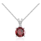 Aliyoham Red Garnet Necklace for Women | 8mm Dainty Pendant on 925 Sterling Silver Chain, Birthstone Hypoallergenic Jewelry Gift