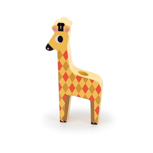 VILAC - Empil’animo 4-teilig – Ingela P.Arrhenius – Auto + Tiere aus Holz – 1 LKW + 1 Anhänger aus Holz + 4 Tiere aus Holz – Elefant, Löwe, AFFE und Giraffe – ab 2 Jahren – 7637