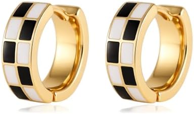 Chic Checker Small Hoop Cartilage Earrings Teacher Earrings for W...