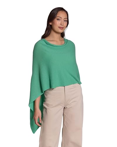 Cashmere -100% Cashmere Draped Dress Topper Poncho (Kelly/Green)2