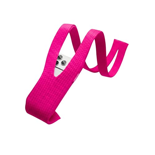 Image of iPhone Pocket Features a Singular 3D-Knitted Construction Designed to fit Any iPhone a Beautiful Way to wear and Carry nitted Scarf with Contrast Stripe Detail, Unisex, (Pink) (Long)