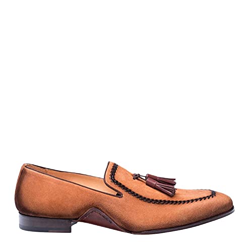 Mezlan Plazza Mens Luxury Italian Loafers - Rich Antiquated Suede Shoes With Leather Sole - Handcrafted In Spain - Medium Width (12, Cognac) #TOP8
