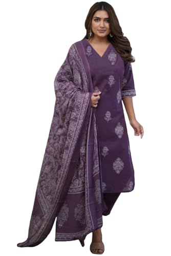 Image of GoSriKi Women's Rayon Viscose Straight Printed Kurta with Pant & Dupatta