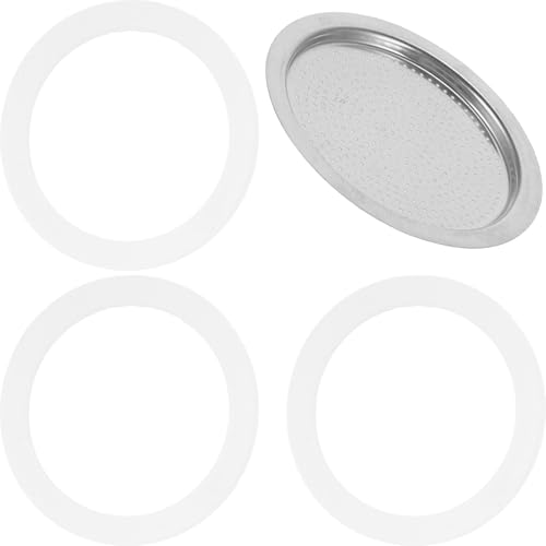 Toyvian Juntas de Sellado para Cafetera Espresso de 9 Tazas, Anillos de Silicona de Repuesto Alimentaria, Kit 3 Juntas y 1 Filtro, Accesorios para Café en Hogar y Cafetería