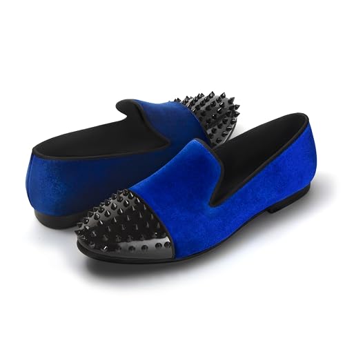 Image of Slip On Men Prom Dress Shoes Spikes Velvet Loafers