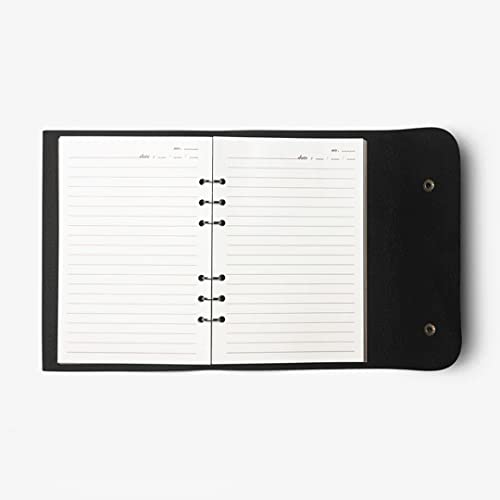 Image of The Messy Corner Leather Button Diary | A5 Travel Dairy for Men and Women | Vegan & Premium Quality | 80 GSM, 140 Ruled Pages - Stylish Black Notepad