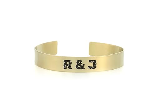 Bracelet d'or avec lettres personnalisées | Manchette rigide haut de gamme