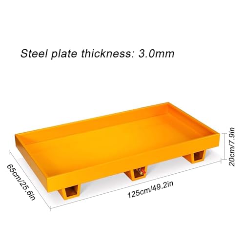 XBTGS Pallet industriale di contenimento delle fuoriuscite con scarico, vassoio a prova di perdite per stoccaggio di fusti di olio, uso resistente in magazzini e fabbriche, 125 x 65 x 20 cm, 125 x 65