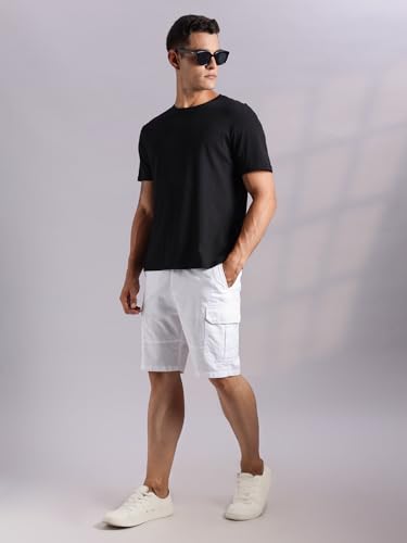 Image of Thomas Scott Men's | Regular Fit | 100% Cotton | Solid | Breathable Lightweight | 6-Pocket Cargo Shorts | Cricket Club Collection