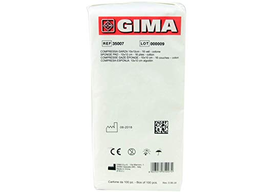 Gima 35007 Compresse Garza, Cotone, 16 Strati, 10