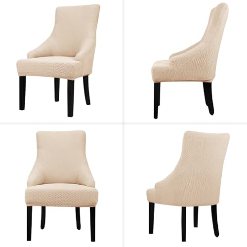 Lellen Stretch Wingback Chair Cover Slipcover - Reusable Wingback Side Chair Slipcover,Dining Chair Covers,Arm Protector Seat Covers for Dining Room Banquet Home Decor(Taupe, 4PC) - Image 4