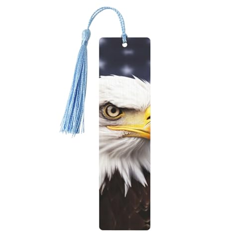 ハクトウワシのしおり タッセル付き 木製 しおり 女性用 男性用 ハンドメイド ブックマーク 本好き向け 読書ページ マーカー 木製タグ オーナメント 誕生日 教師 ギフト