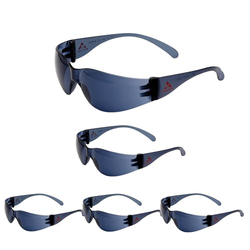 Image of Karam ES001 Safety Goggles for Man with Smoked Lens | Safety Glasses for Multipurpose Use for Pollution, Dust, Riding & Construction Work | Scratch & Impact Resistant (Pack of 5)