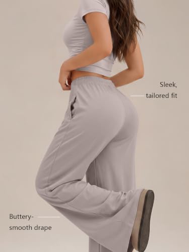 Image of Trendy Queen 2 Piece Matching Summer Lounge Set Womens Side Ruching Top Wide Leg Pants Sets with Pockets