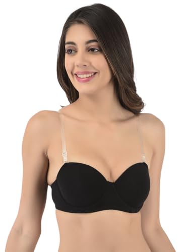 Image of Softline Women's Cotton Rich Padded Wired Demi-Cup Bra | Seamless, Breathable & Soft Fabric | Everyday Comfort & Support