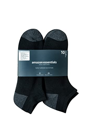 Amazon Essentials Men's Performance Cotton Cushioned Breathable Athletic No-Show Sports Socks, 10 Pairs3