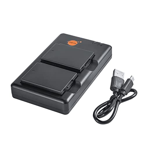 LP E10 (2 unidades) Batería recargable de repuesto y cargador dual compatible con Canon EOS 1100D,1200D,1300D,2000D,4000D,Kiss X50,Kiss X70,Kiss X80,Rebel T3,T5,T6,T7 cámara digital, etc