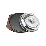 Assiette de service à steak - le couvercle à badigeonner la surface de cuisson ronde peut accueillir des steaks, des légumes, du poulet, des crevettes du poisson.