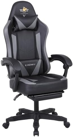 Gaming Chair with Footrest & Massage Lumbar Support, Computer Ergonomic Gamer Chair, Office Video Game Chairs with Adjustable Height and Backrest (Brown)