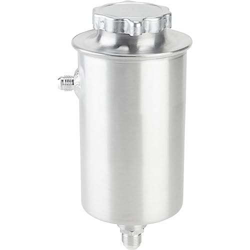 Vertical Aluminum Power Steering Reservoir Tank: AN6 Top Return, AN8 or AN10 Outlet Options, Vented Cap, Mountable Design (Bracket Sold Separately), Perfect for Remote Reservoir Pumps