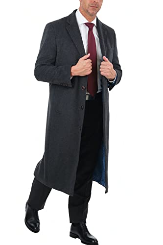Image of THE SUIT DEPOT Mens Single Breasted Wool Cashmere Full Length Overcoat