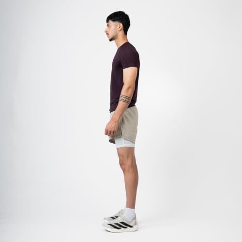 Image of Men's 2-in-1 Running Shorts | Built-in Compression Liner | 86% Nylon 14% Spandex | YKK Zip Pockets | Anti-Chafe Quick-Dry | Reflective
