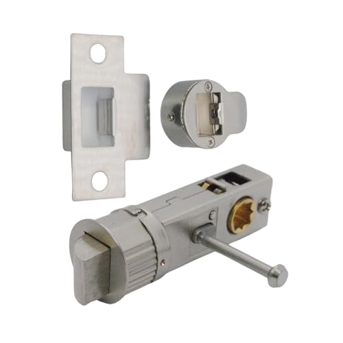 Smart Push Button Privacy Quick Latch 57mm Backset Round Tubular Latch in Satin Chrome