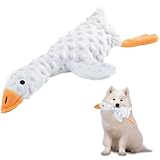Fuzzilovy Stuffed Chew Large Dog Toys to Keep Them Busy, for Small, Medium, & Large Dogs, Squeaky Pet Toy for Boredom, White Goose
