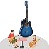 HEFJIAYCIQ Akustikgitarren-Bundle, Akustikgitarre Für Anfänger, Erwachsene Und Jugendliche, Mit Eingebauten Tonabnehmern, Verbessertes Starter-Set,Blue 2,38in
