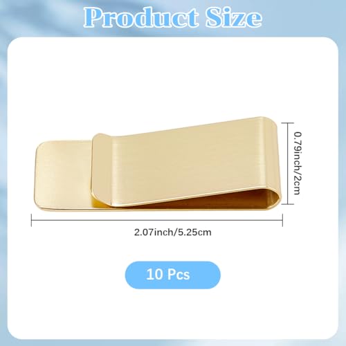 CRASPIRE 10Pcs Golden Money Clip Stainless Steel Cash Holder Rectangle Slim Metal Credit Business Card Wallet Clips Bulk Minimalist Front Pocket Office Desk Small Organizers for Men Women Friend Gifts2