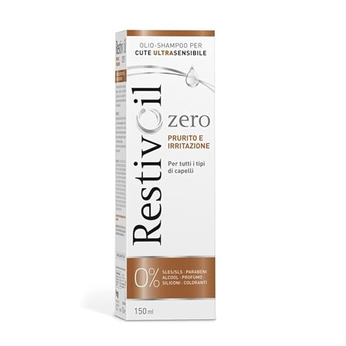 RestivOil Zero Shampoo Anti Prurito e Irritazione per Capelli Olio Fisiologico Delicato ad Azione Detergente, per Tutti i Tipi di Capelli, Marrone, 150 ml
