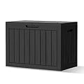 Treillage Tale Outdoor Storage Deck Box, 45 Gallon Outside Storage Box Waterproof Deck Box, Lockable Patio Storage Box UV-Resistant for Garden Furniture, Black