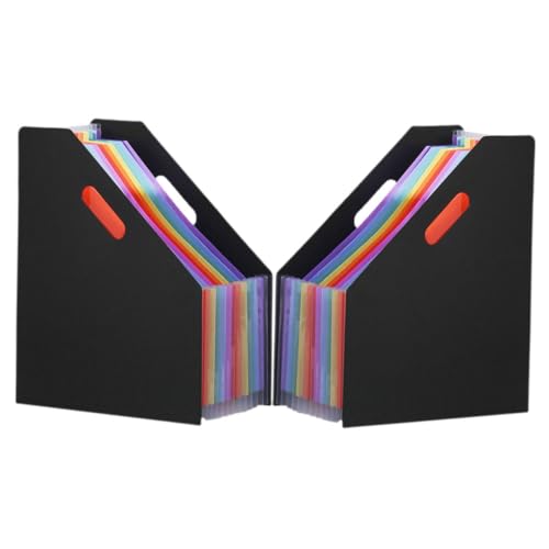 GRIRIW Expandable Plastic Accordion File Folders 2pcs Storage Boxes for Organizing Documents Receipts