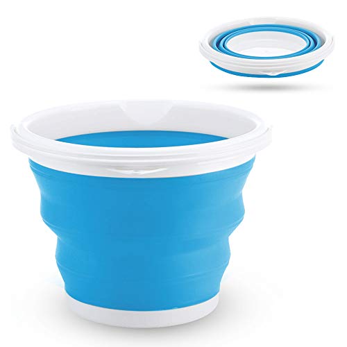 Cubo Plegable, Cubo Plegable De Silicona Multifuncional Con Mango Cómodo, Diseño Plegable, Fácil De Transportar, Ahorra Espacio (azul 10l) Cover