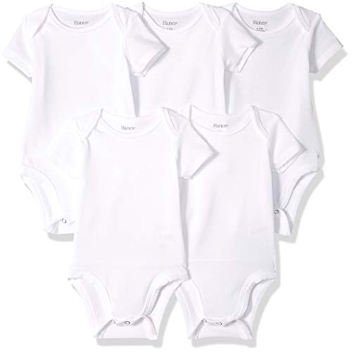Image of Hanes Baby Bodysuits, Ultimate Flexy Short Sleeve for Boys & Girls, 5-Pack