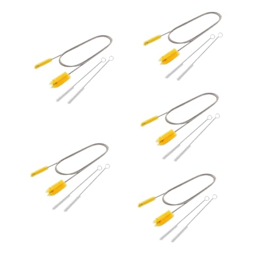 Beavorty 5 Sets Flexible Double Headed Cleaning Brush for Water Inlet and Outlet Fish Tank Brush and Rotating Bristles for Thorough Cleaning