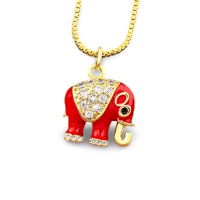 Collier pendentif éléphant Feng Shui chaîne plaquée or pour femmes