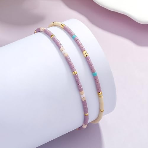 Image of KELITCH Boho Women Crystal Shell Beaded Friendship Bracelets Handmade Strand Bracelet Bangles Jewelry