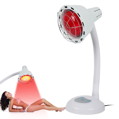 Btstil 275W Infrared Lamp, Infrared Heat Lamp with 5-60 Mins 10 Gears Timing Function, 360 Adjustable Infrared Light E27
