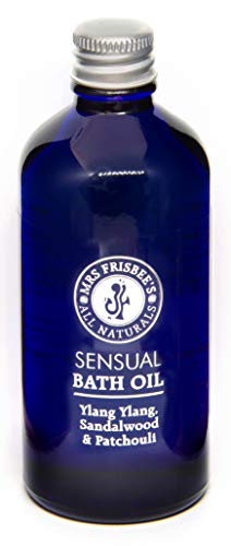 Sensual Bath Oil with Sandalwood, Patchouli & Ylang Ylang Pure Essential Oils, Jojoba Seed Oil, Sunflower Seed Oil and Vitamin E/Handmade/Vegan/Natural/Cruelty Free